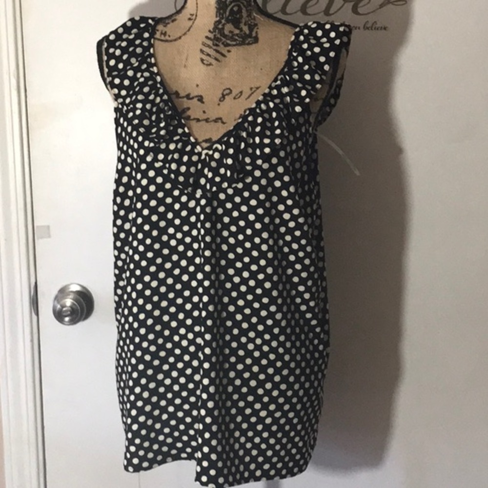 NWT Black and cream polkadot tank style blouse